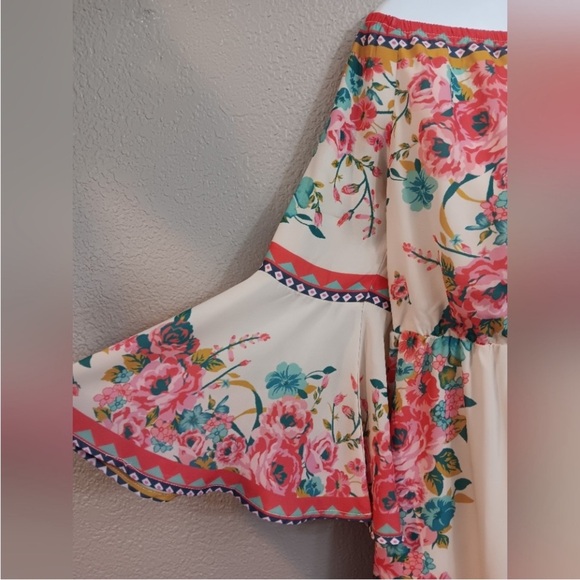 Jealous Tomato Pink and Orange Off-Shoulder Sundress - Picture 3 of 5